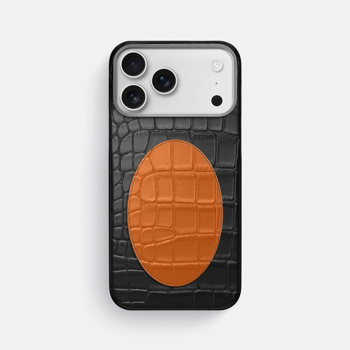Classic Case With Oval For iPhone 18 Pro Max In Alligator -1 | Black-Steel