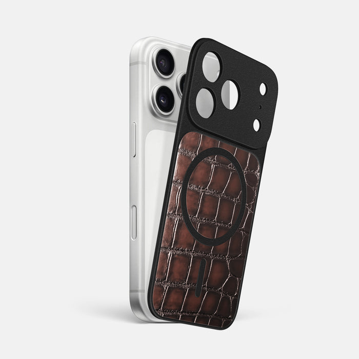 MagSafe Mask For iPhone 17 Pro Max In Patina Alligator -1 | Havana-Brown