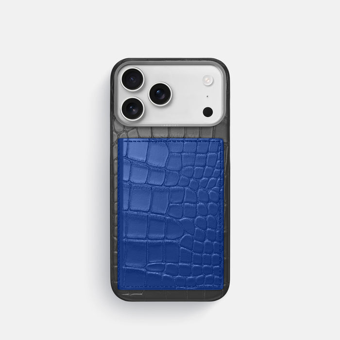 Bi-Fold Case Coloré For iPhone 17 Pro In Alligator -1 | Grey-Steel