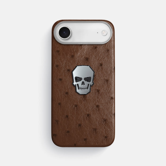 Classic Case With Titanium Skull For iPhone 17 Air In Ostrich -1 | Chocolate-Steel