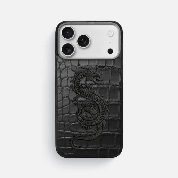 Classic Case With Carbon Dragon For iPhone 17 Pro Max In Alligator -1 | Black-Steel