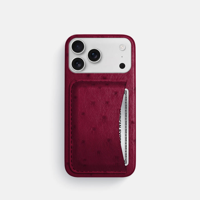 Slim Card Case For iPhone 18 Pro In Ostrich -1 | Bordeaux
