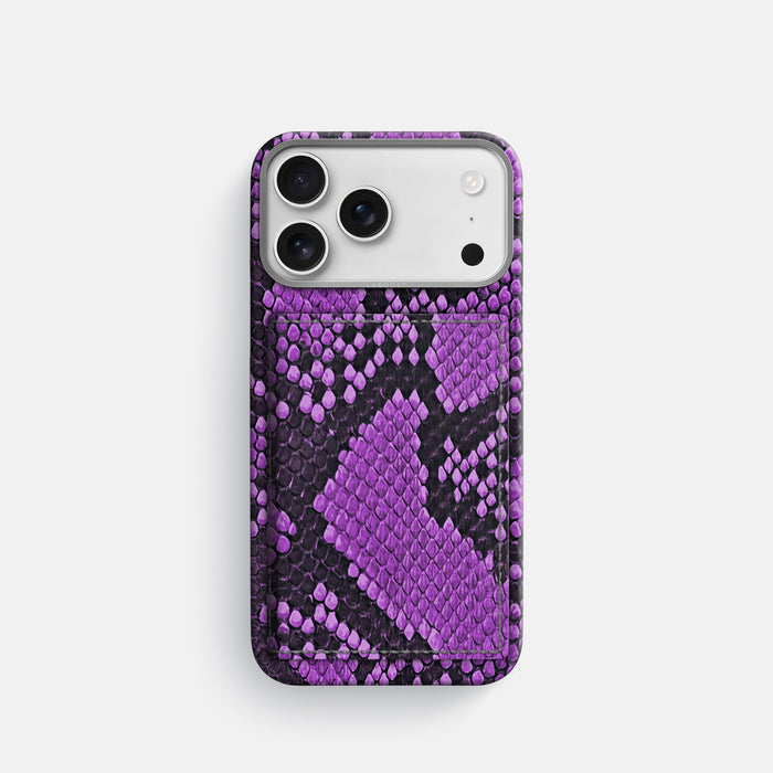 Bi-Fold Case For iPhone 17 Pro In Deluxe Python -1 | Purple-Steel