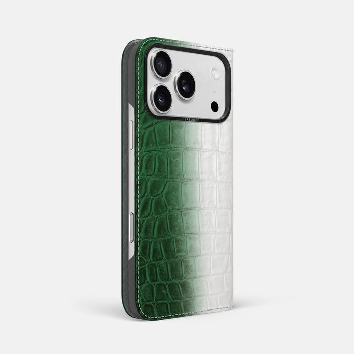 Folio Case For iPhone 17 Pro Max In Himalayan Crocodile -1 | Green-Black