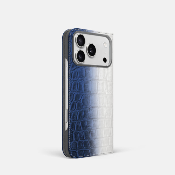 Folio Case For iPhone 17 Pro In Himalayan Crocodile -1 | Navy-Blue-Steel