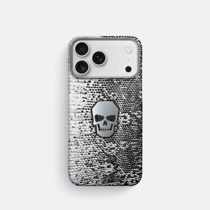 Classic Case With Titanium Skull For iPhone 18 Pro In Himalayan Lizard -1 | Dark-Steel
