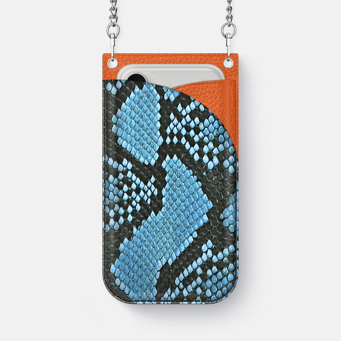 Crossbody Bag For iPhone 18 Pro Max In Deluxe Python -1 | Pacific-Blue-Steel