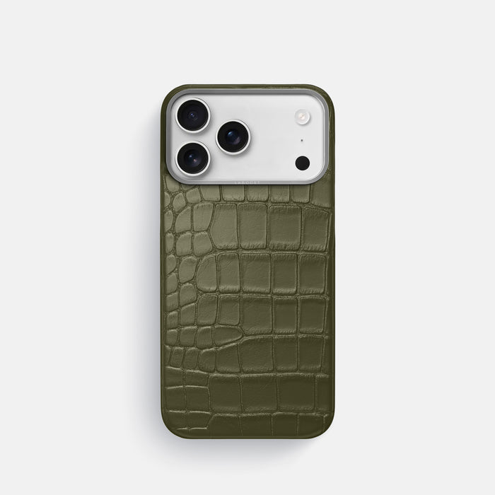 Classic Case For iPhone 17 Pro In Alligator -1 | Kaki-Green-Steel