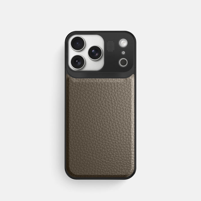 Metal Case For iPhone 17 Pro In Calf -1 | Taupe-Black