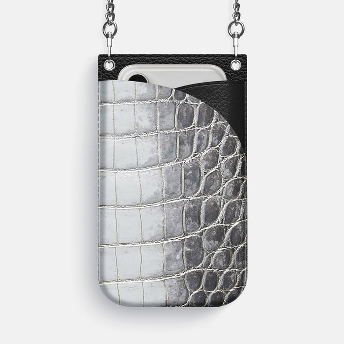 Crossbody Bag For iPhone 17 Air In Himalayan Crocodile -1 | Silver-Steel