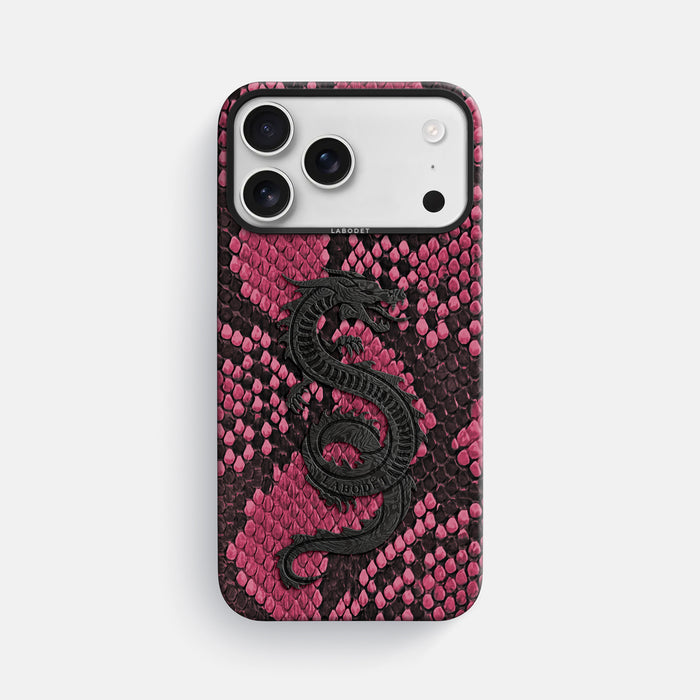 Classic Case With Carbon Dragon For iPhone 17 Pro Max In Deluxe Python -1 | Burgundy-Black