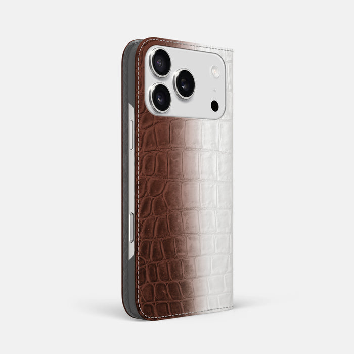 Folio Slim Case For iPhone 17 Pro Max In Himalayan Crocodile -1 | Dark-Brown