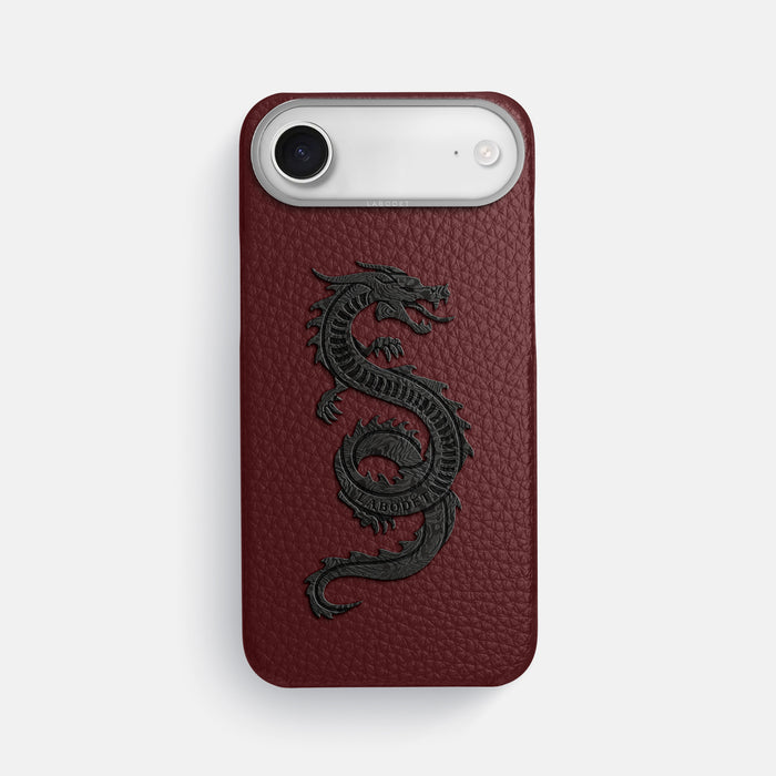 Classic Case With Carbon Dragon For iPhone 17 Air In Calf -1 | Bordeaux-Steel