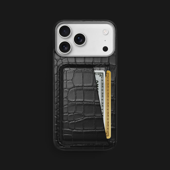 Double Card Case Edition Black For iPhone 17 Pro Max In Alligator -1 | Edition-Black-Steel