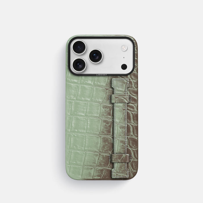 Handle Case For iPhone 17 Pro In Himalayan Crocodile -1 | Pistachio-Black