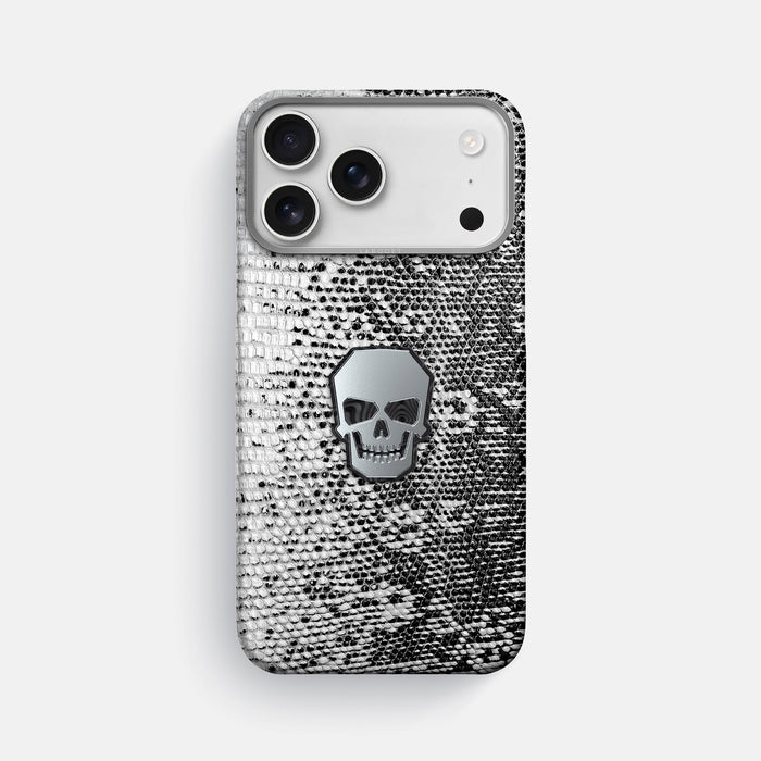 Classic Case With Titanium Skull For iPhone 18 Pro Max In Himalayan Lizard -1 | Dark-Steel