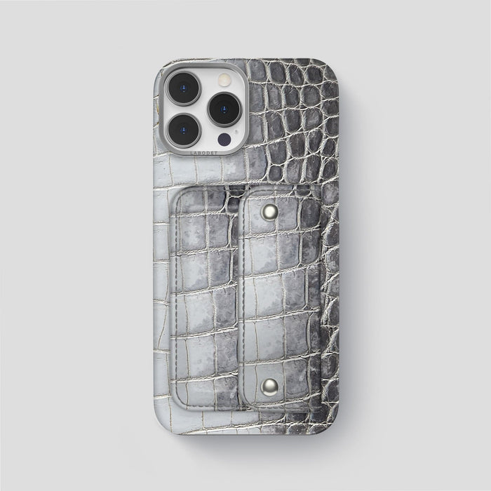 Silver iPhone 15 Pro Max Envelope Case Himalayan Crocodile -2 | Silver