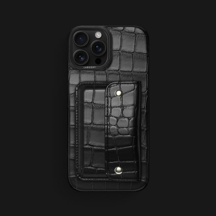 Envelope Case Edition-Black For iPhone 16 Pro Max In Alligator with Black Metal -1 | Edition-Black-Black