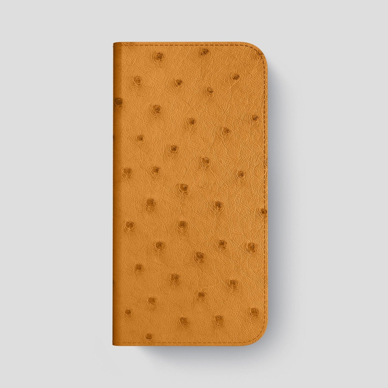 Chestnut iPhone 15 Pro Max Folio Case Ostrich with Steel Metal -4 | Chestnut-Steel