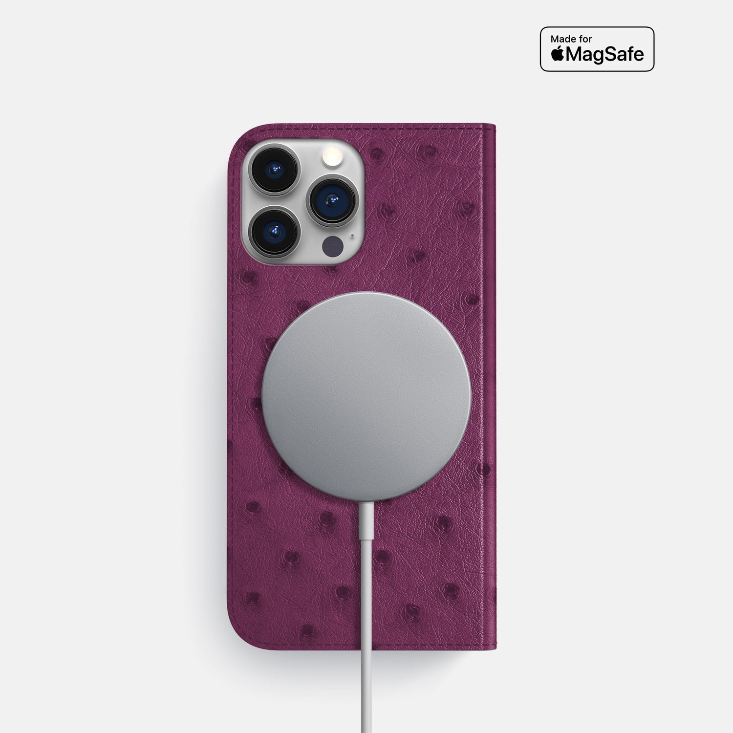 Purple iPhone 16 Pro Folio Case Ostrich -3 | Purple