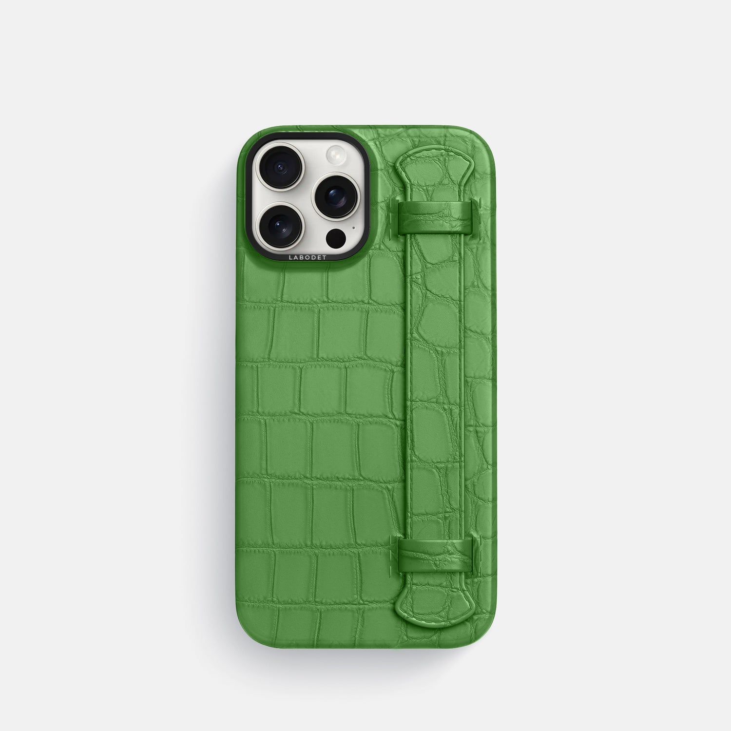 Apple-Green iPhone 16 Pro Handle Case Alligator with Black Metal -1 | Apple-Green-Black