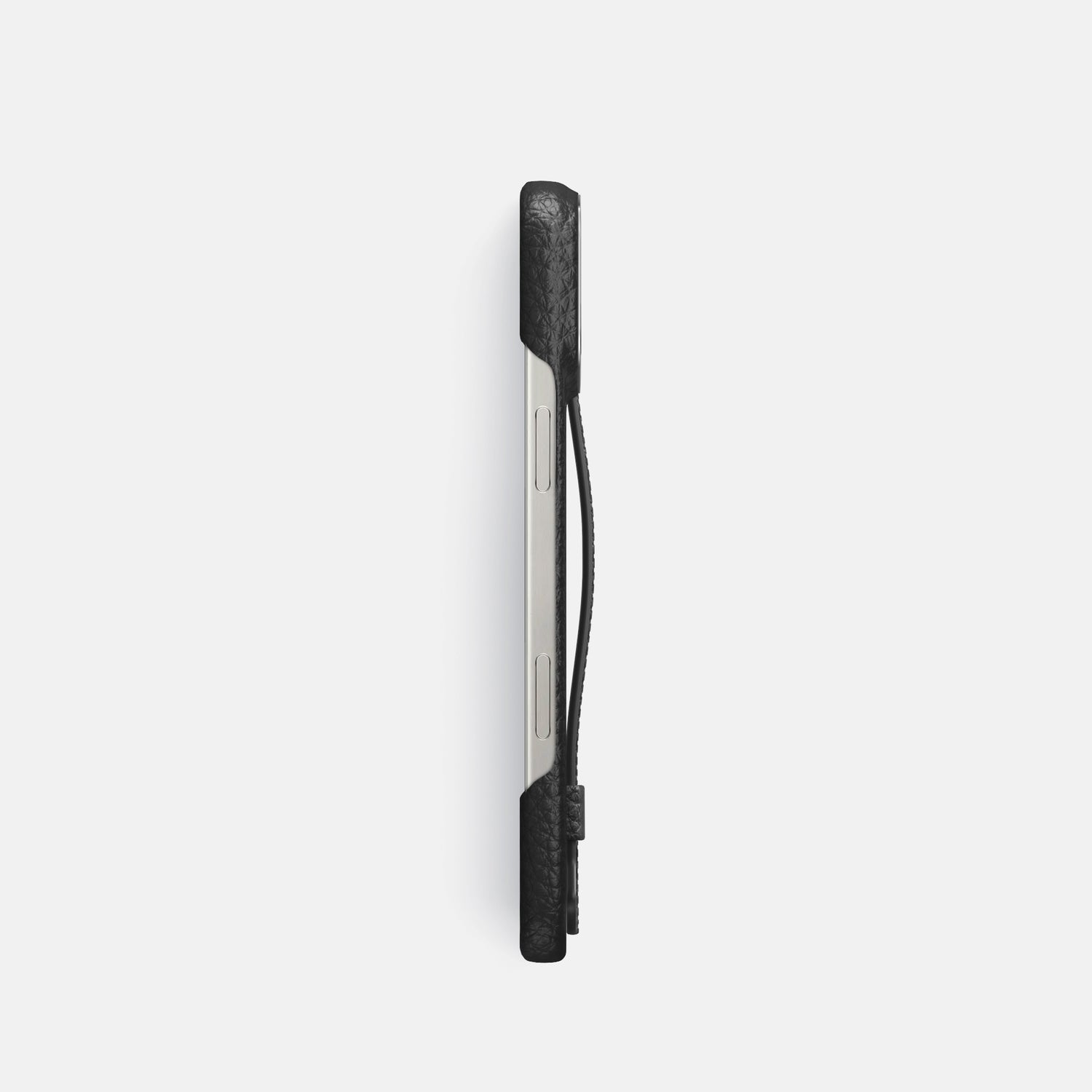 Black iPhone 16 Pro Handle Case Calf with Steel Metal -3 | Black-Steel