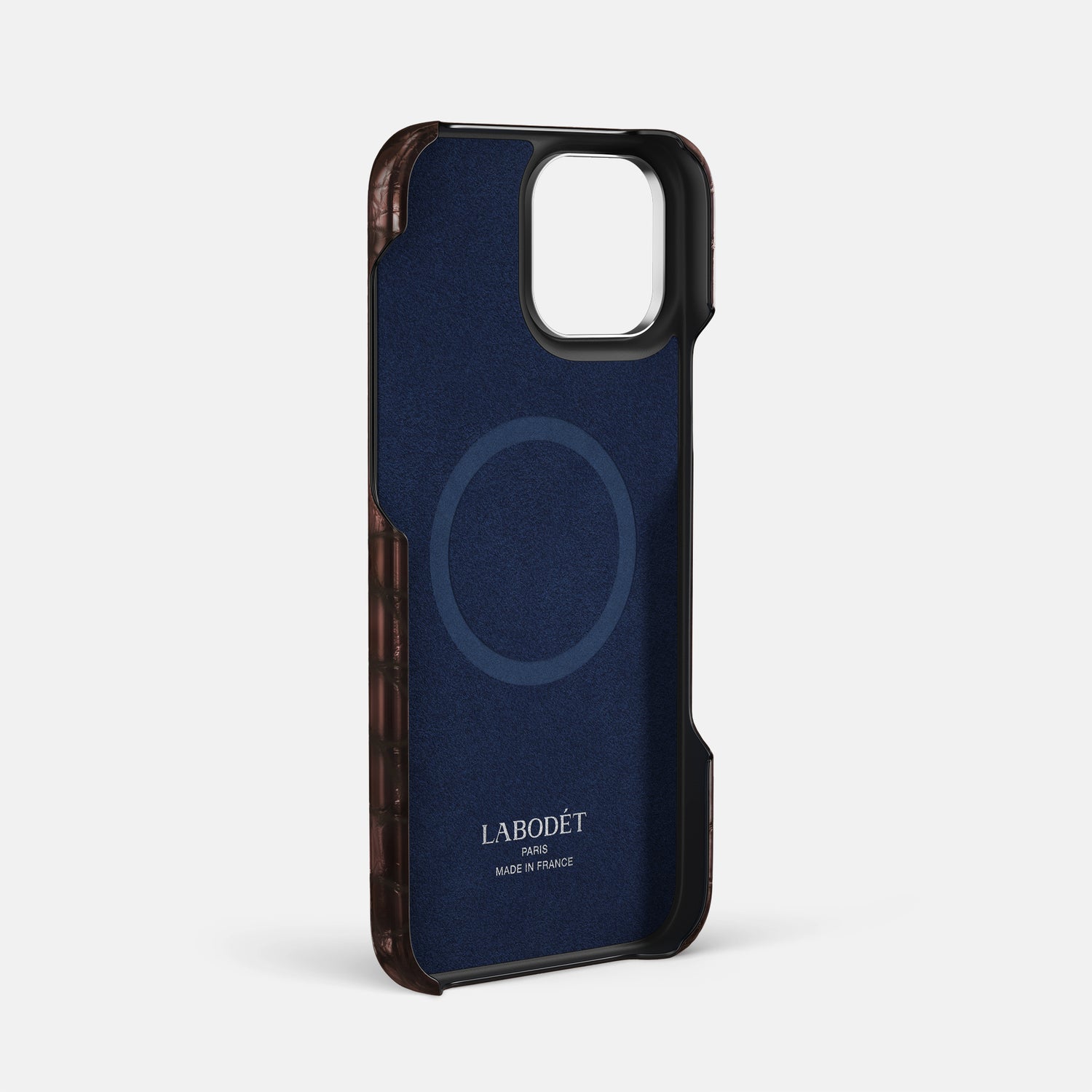 Grape-Wine iPhone 16 Pro Max Handle Case Patina Alligator with Steel Metal -4 | Grape-Wine-Steel