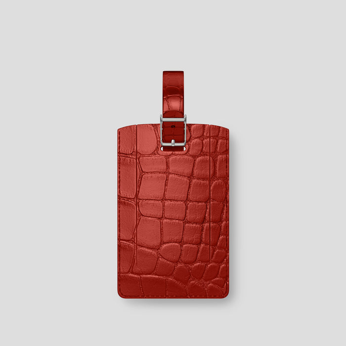 Red Luggage Tag Alligator with Steel Metal -2 | Red-Steel