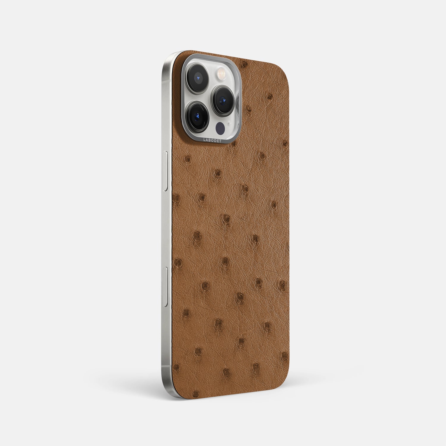 Medium-Brown iPhone 16 Pro Max MagSafe Mask Ostrich with Steel Metal -2 | Medium-Brown-Steel