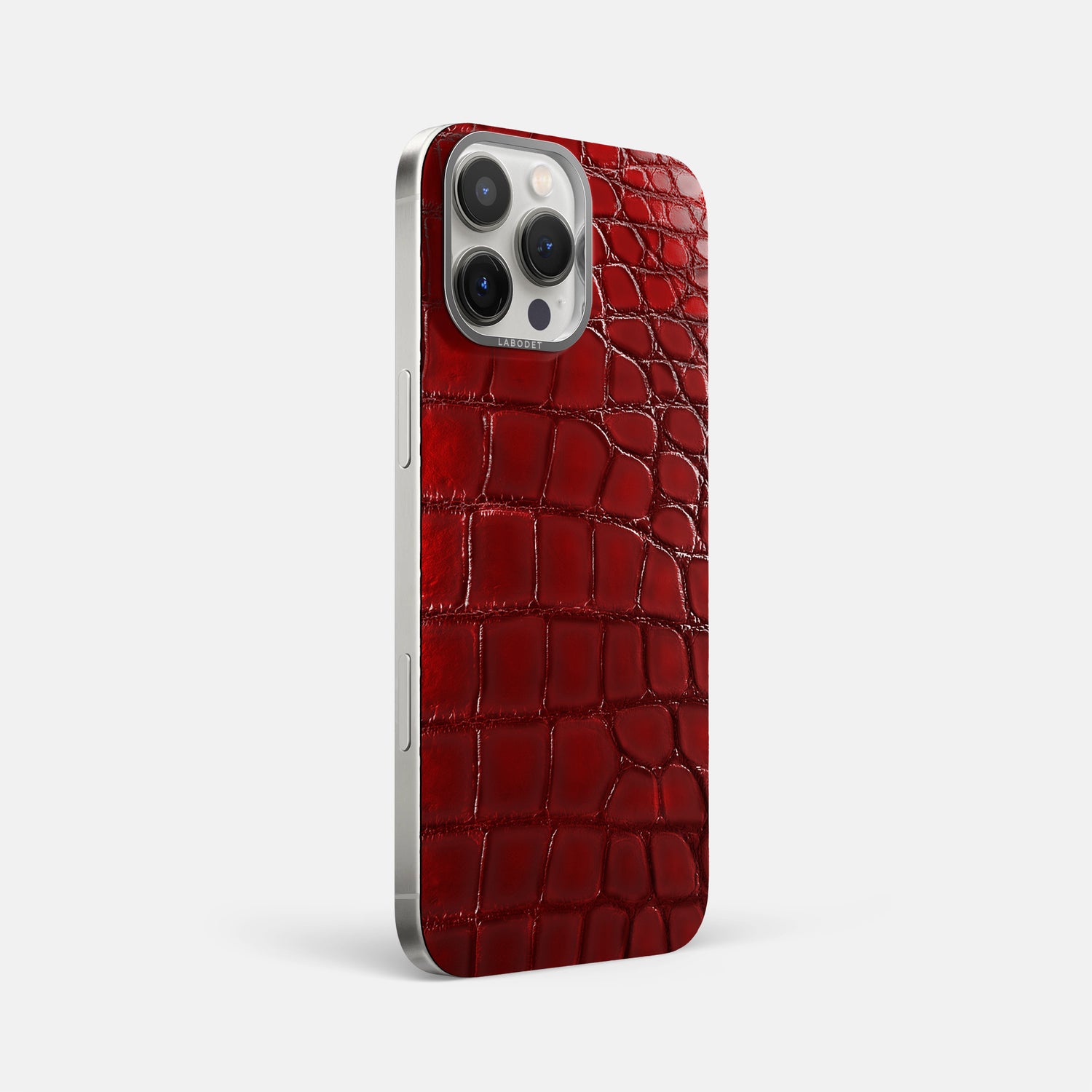 Burgundy iPhone 16 Pro Max MagSafe Mask Patina Alligator with Steel Metal -2 | Burgundy-Steel