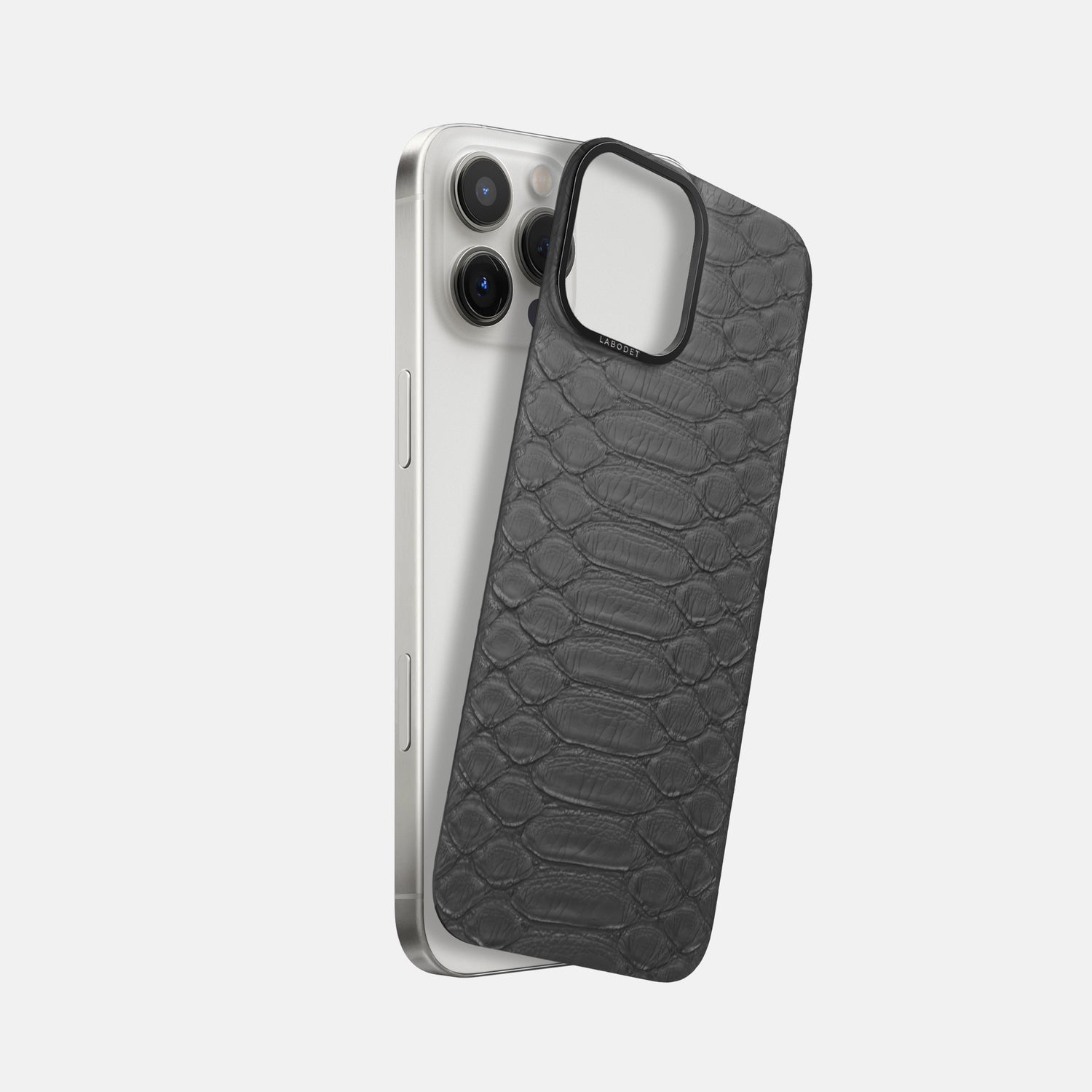 Grey iPhone 16 Pro Max MagSafe Mask In Python with Black Metal -1 | Grey-Black