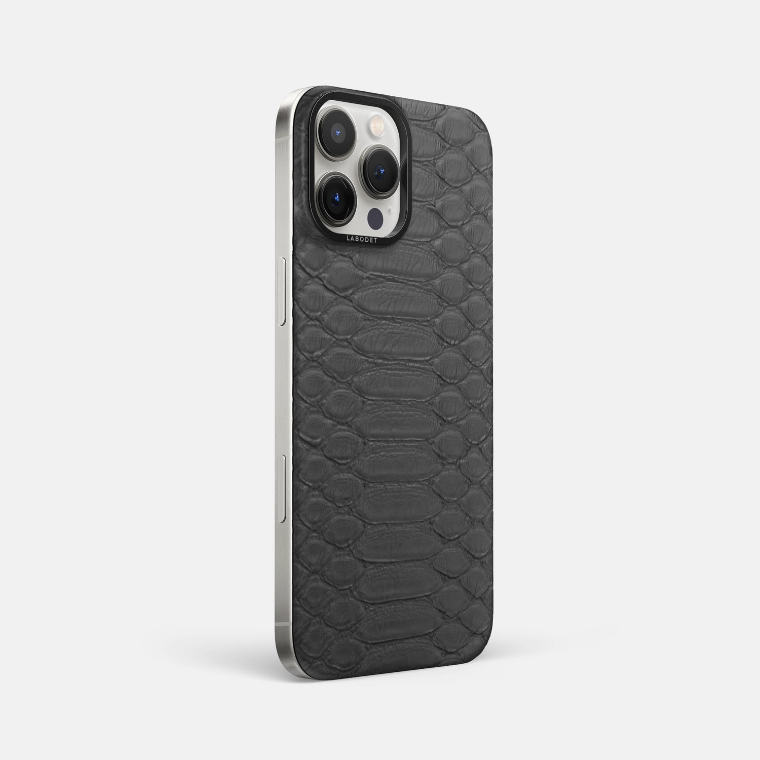 Grey iPhone 16 Pro Max MagSafe Mask In Python with Black Metal -2 | Grey-Black
