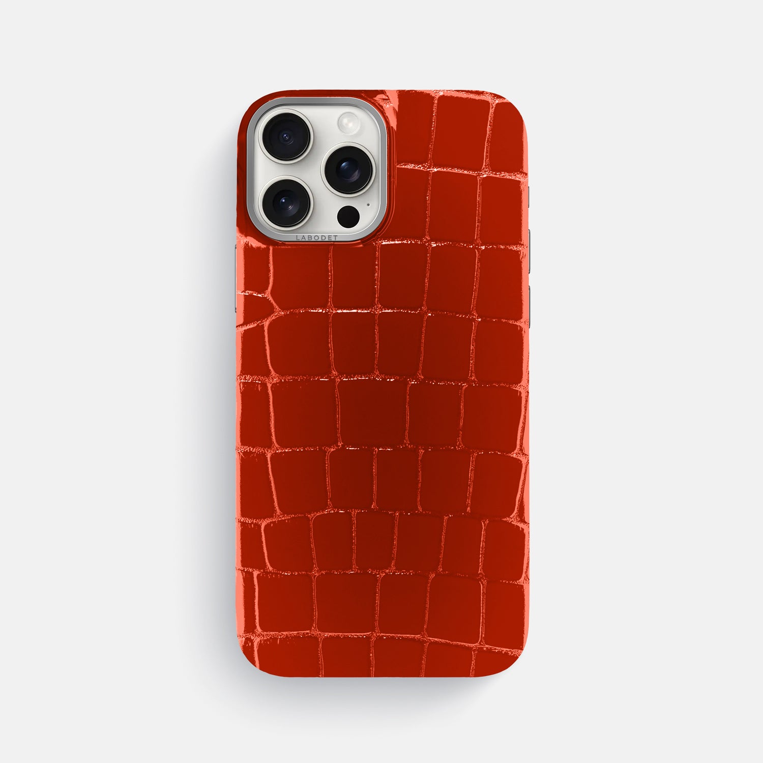 Orange iPhone 16 Pro Max MagSafe Ring Shiny Alligator with Steel Metal -3 | Orange-Steel
