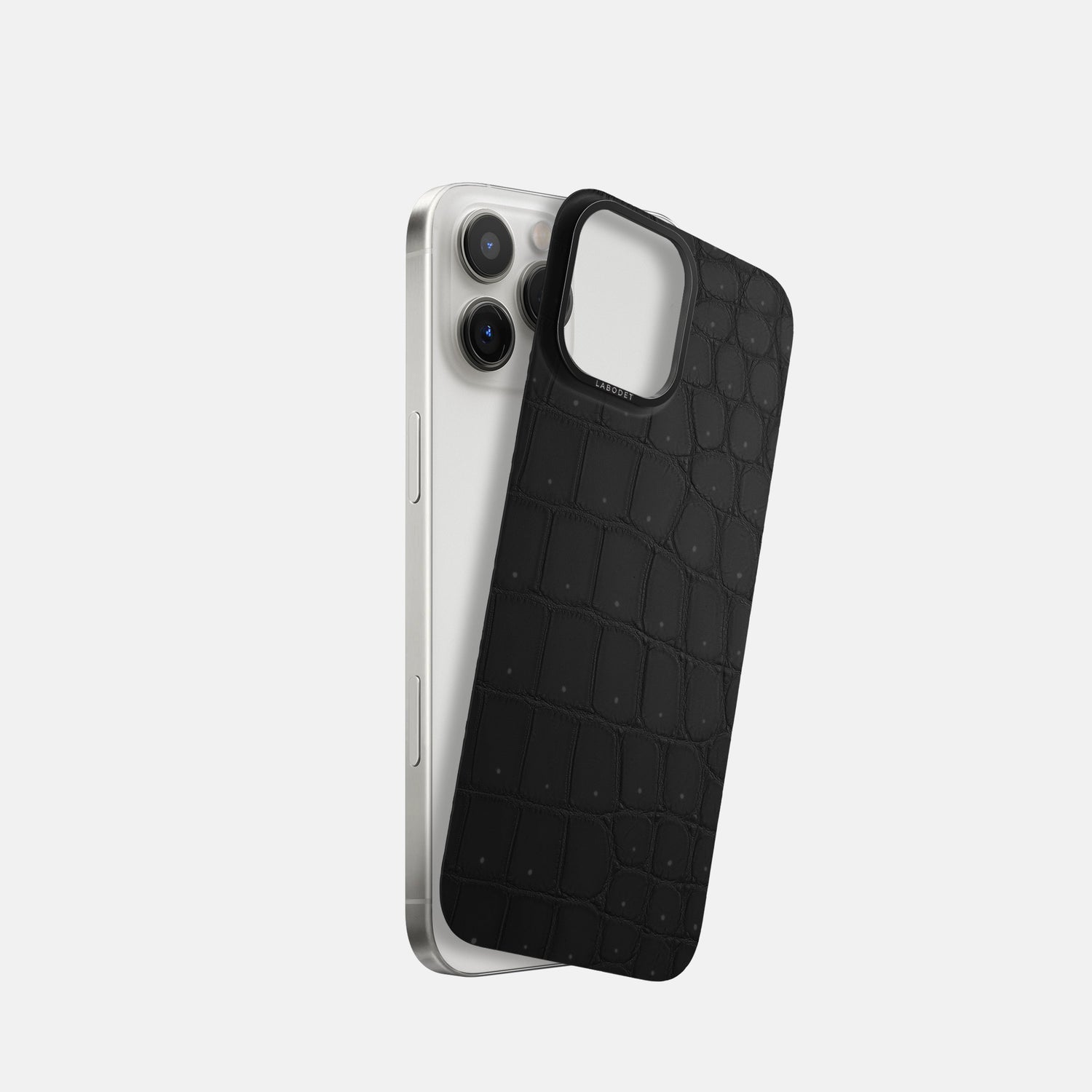 Black iPhone 16 Pro Magsafe Mask Porosus Crocodile with Black Metal -1 | Black-Black