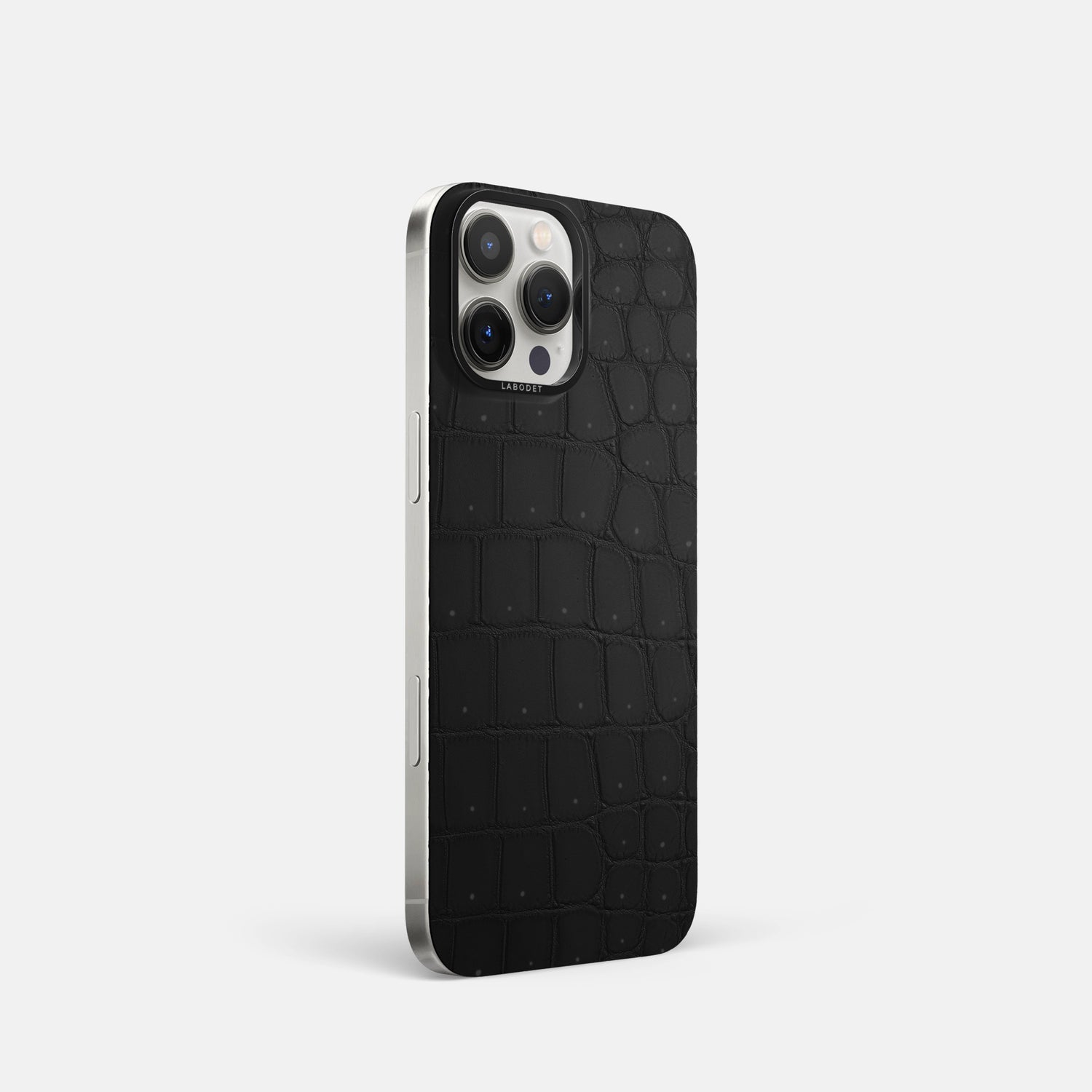 Black iPhone 16 Pro Magsafe Mask Porosus Crocodile with Black Metal -2 | Black-Black