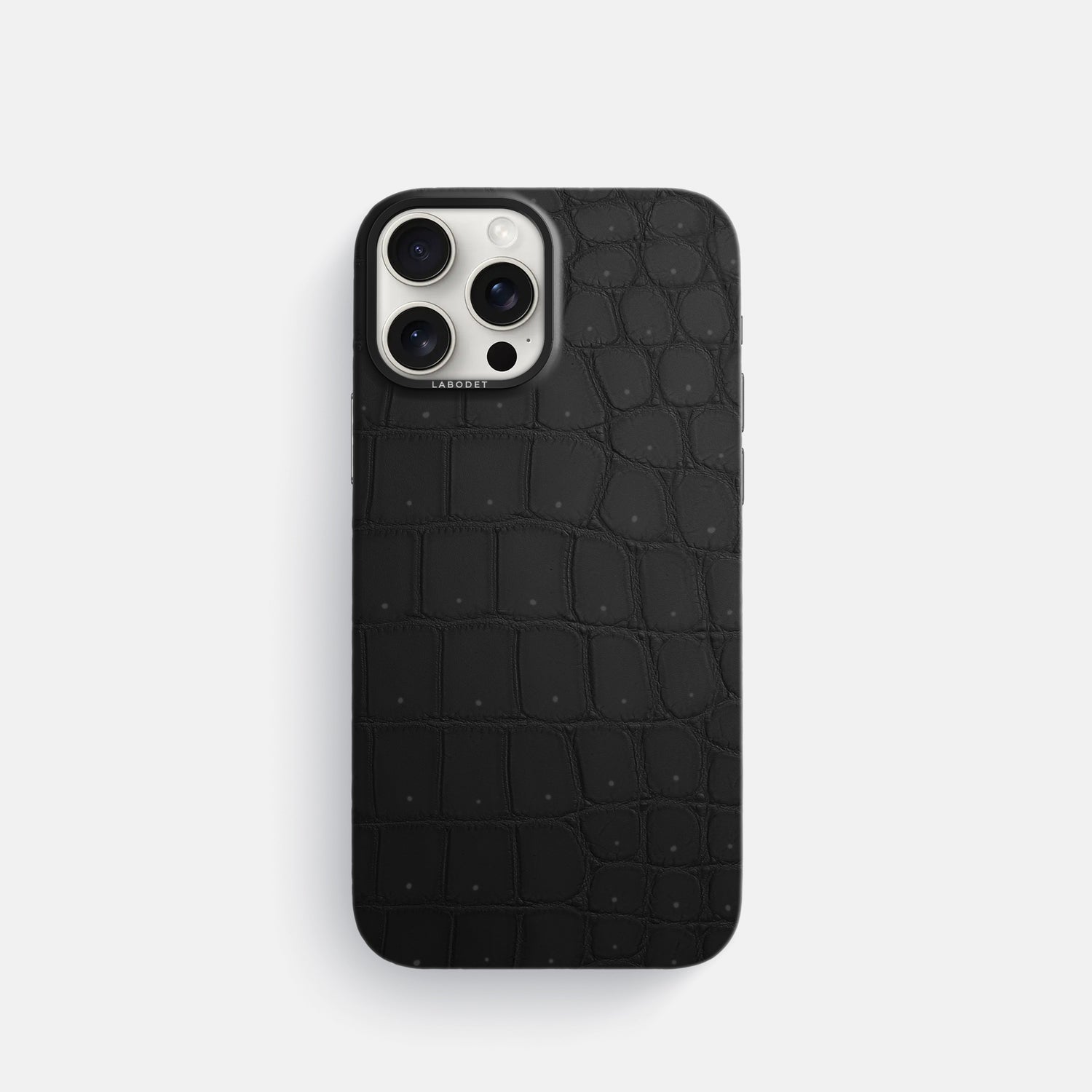 Black iPhone 16 Pro Magsafe Mask Porosus Crocodile with Black Metal -3 | Black-Black