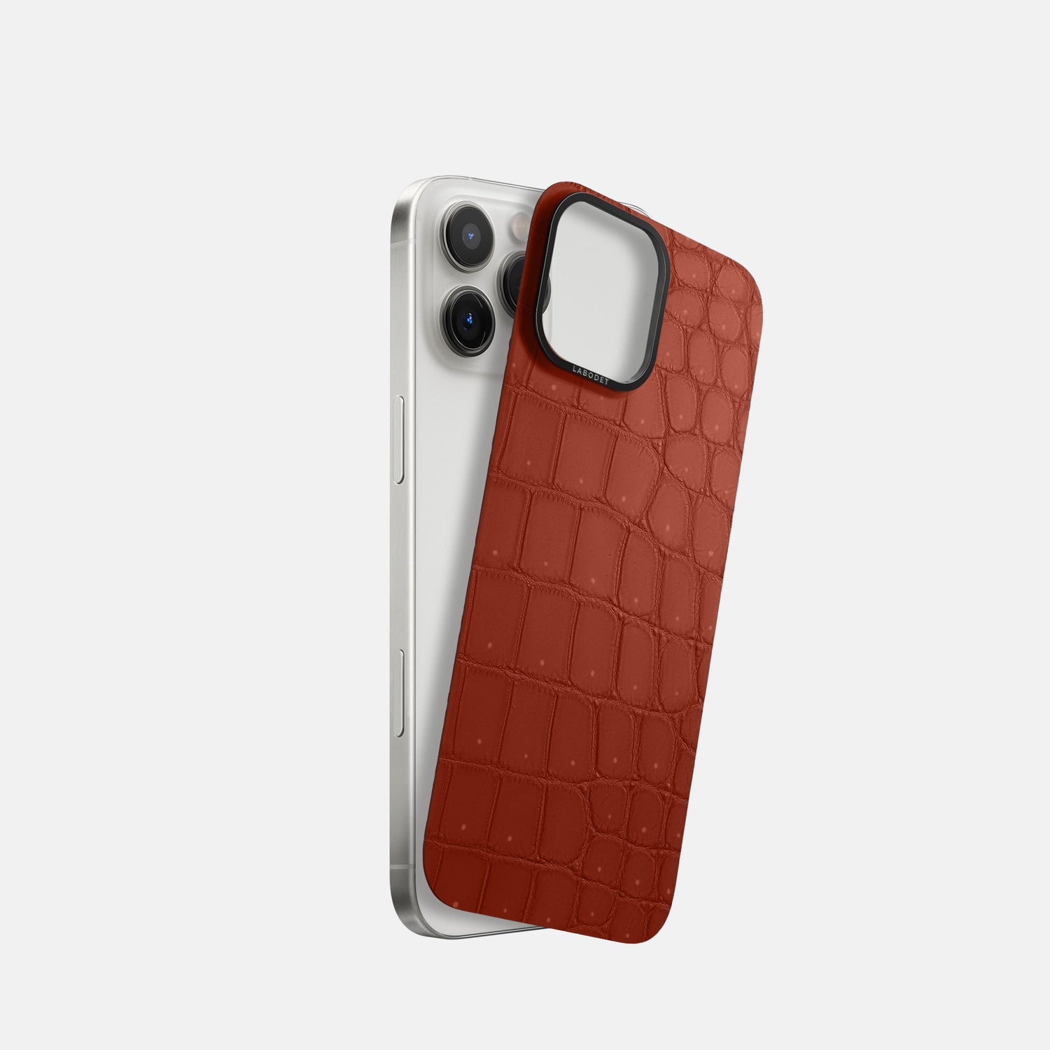 Mahogany-Brown iPhone 16 Pro Magsafe Mask Porosus Crocodile with Black Metal -1 | Mahogany-Brown-Black