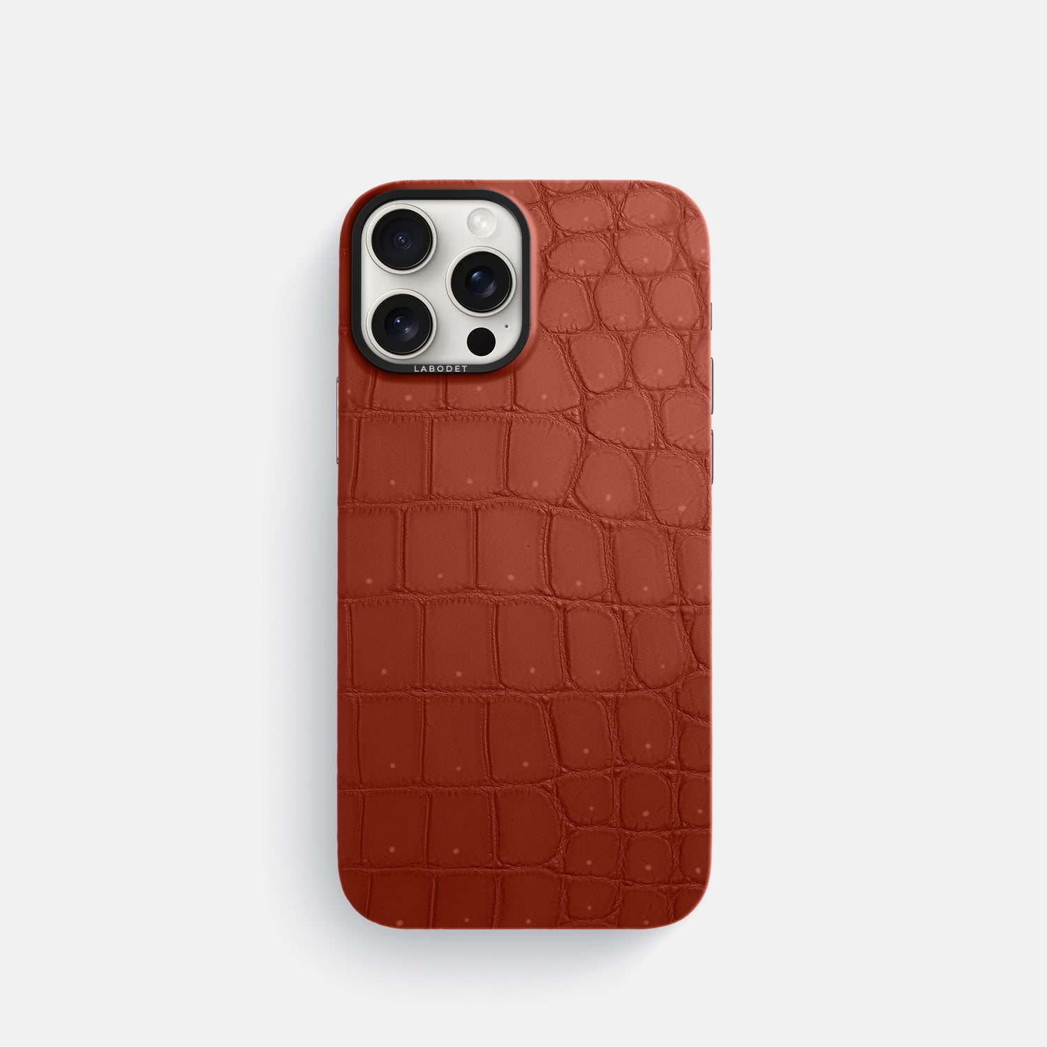 Mahogany-Brown iPhone 16 Pro Magsafe Mask Porosus Crocodile with Black Metal -3 | Mahogany-Brown-Black