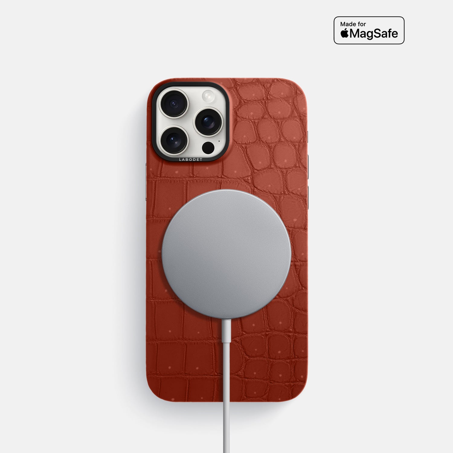 Mahogany-Brown iPhone 16 Pro Magsafe Mask Porosus Crocodile with Black Metal -4 | Mahogany-Brown-Black