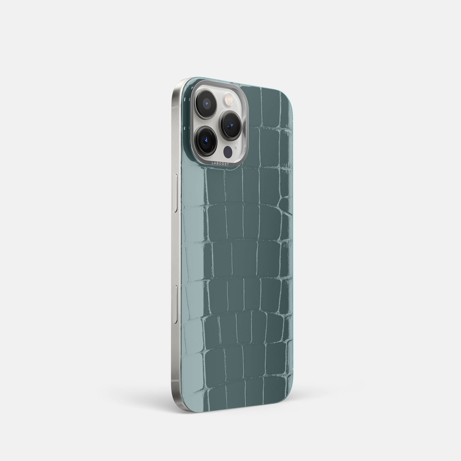 Duck Blue iPhone 16 Pro MagSafe Mask Shiny Alligator with Steel Metal -2 | Duck-Blue-Steel