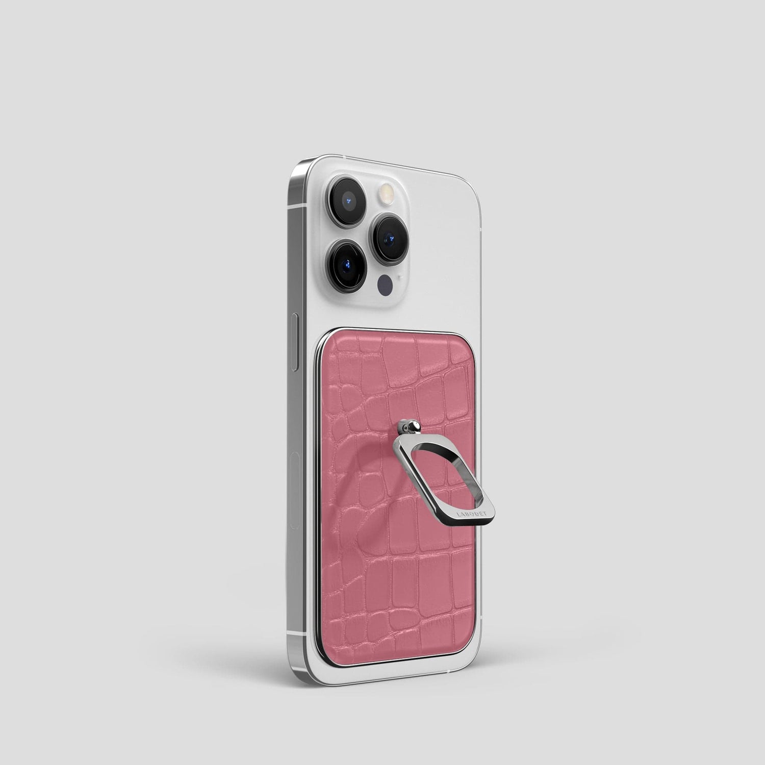 Pink MagSafe Ring iPhone 14 Pro Alligator with Steel Metal -2 | Pink-Steel