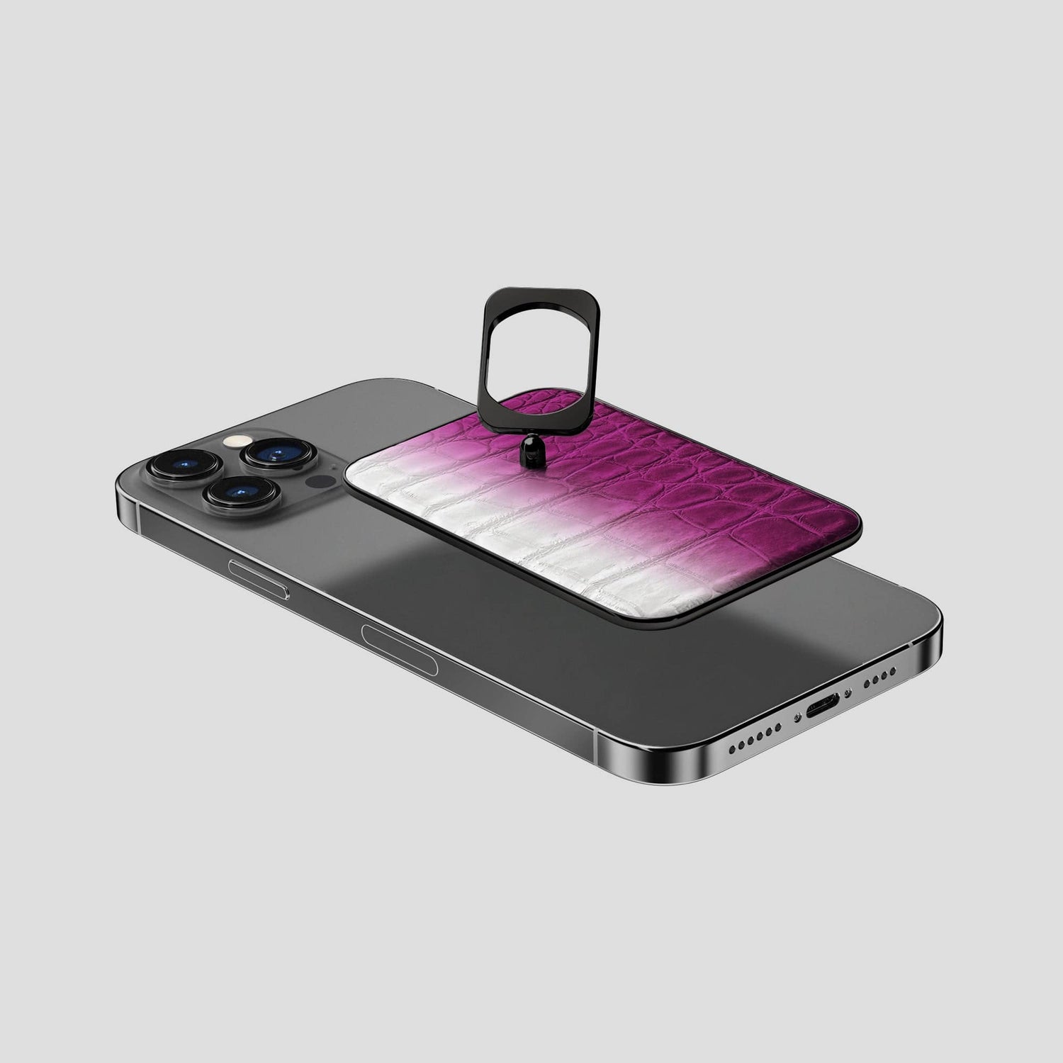 Fuchsia iPhone 14 Pro Max Himalaya MagSafe Ring with Black Metal -4 | Fuchsia-Black