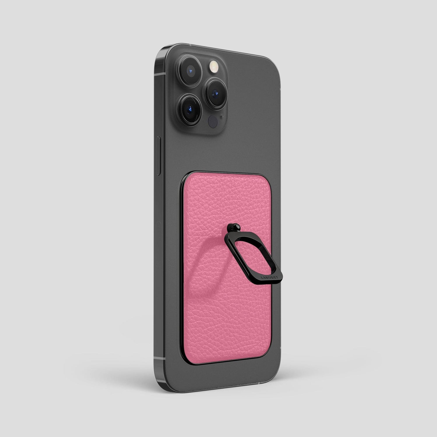 Pink iPhone 15 Pro Max MagSafe Ring Calf with Black Metal -1 | Pink-Black