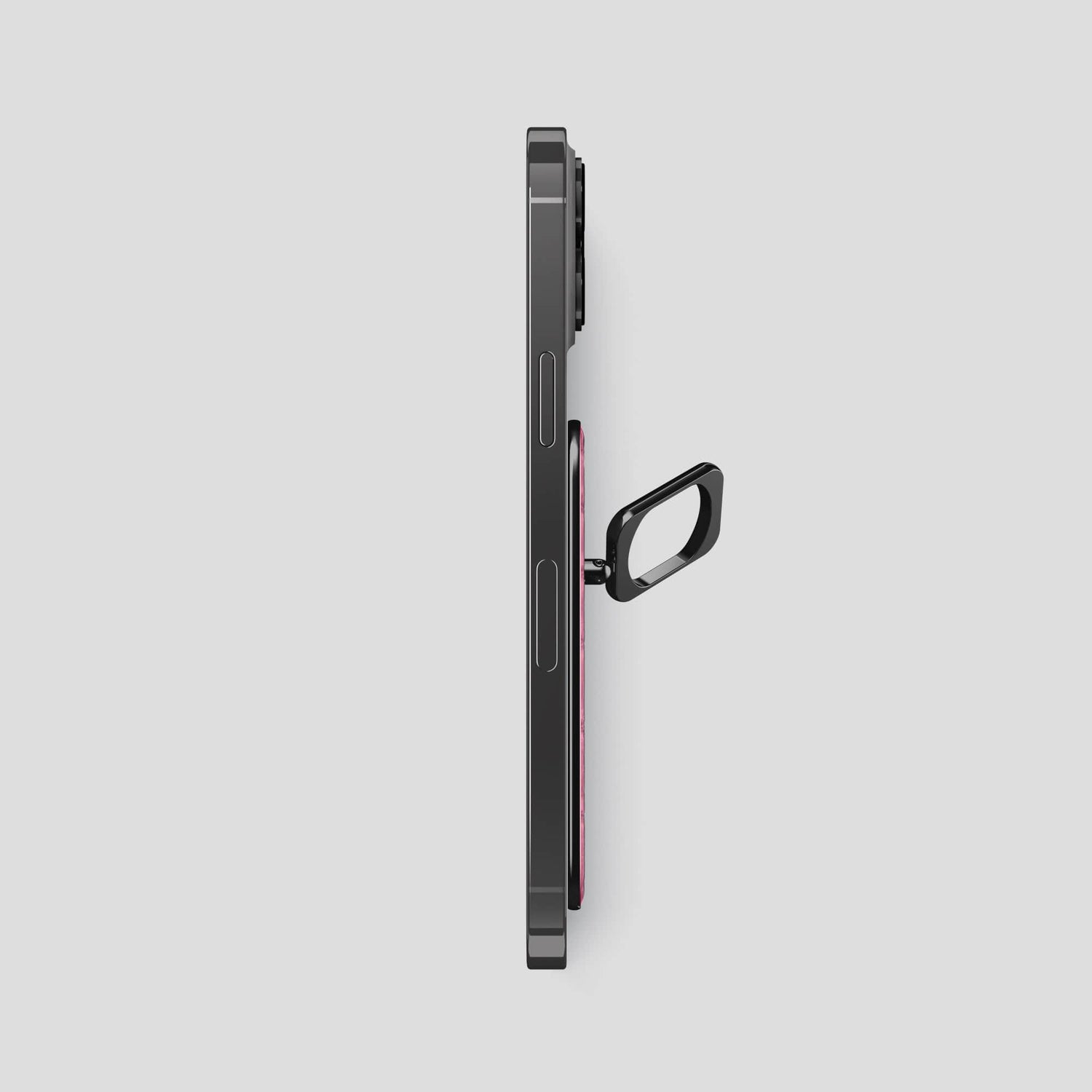 Pink iPhone 15 Pro Max MagSafe Ring Calf with Black Metal -3 | Pink-Black