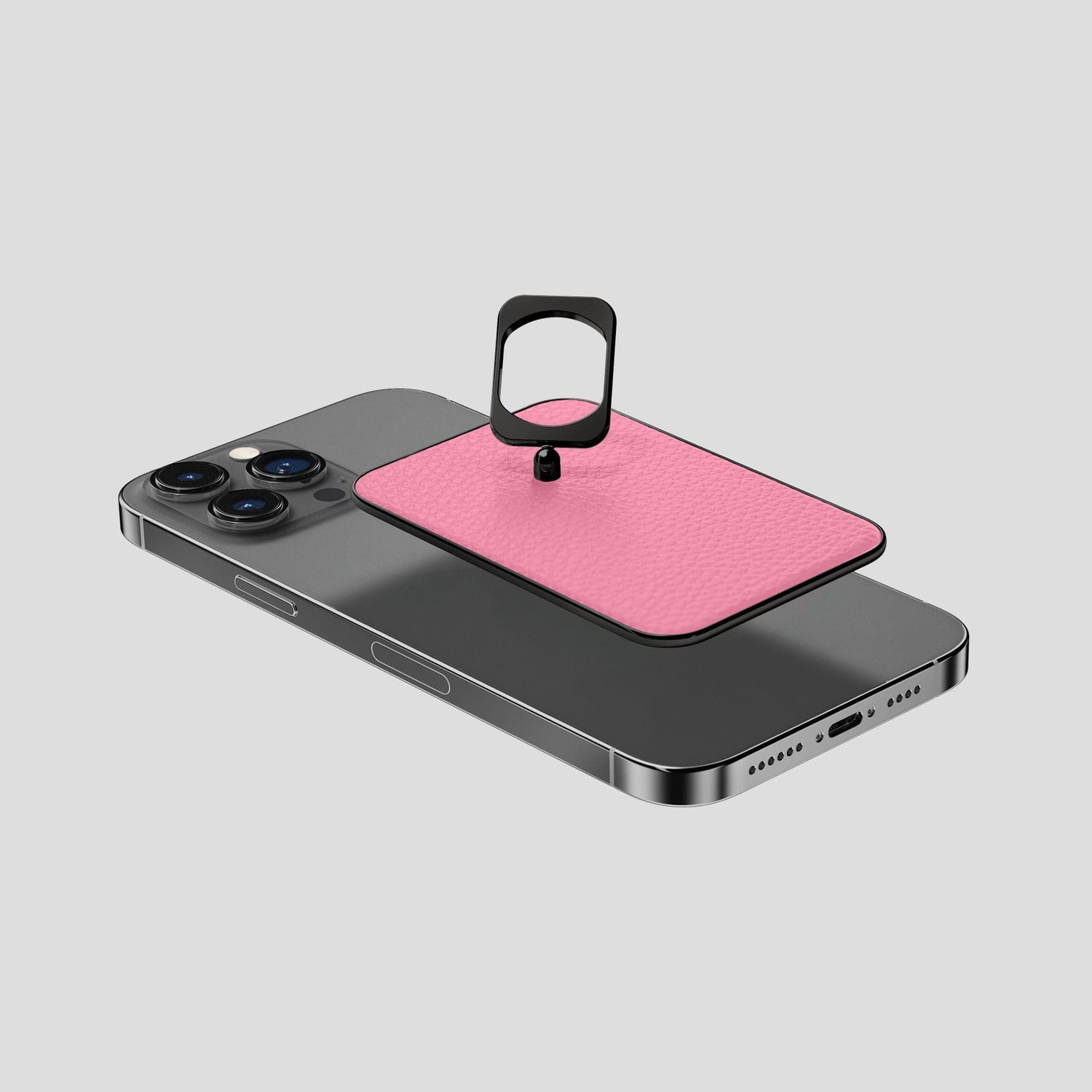 Pink iPhone 15 Pro Max MagSafe Ring Calf with Black Metal -4 | Pink-Black
