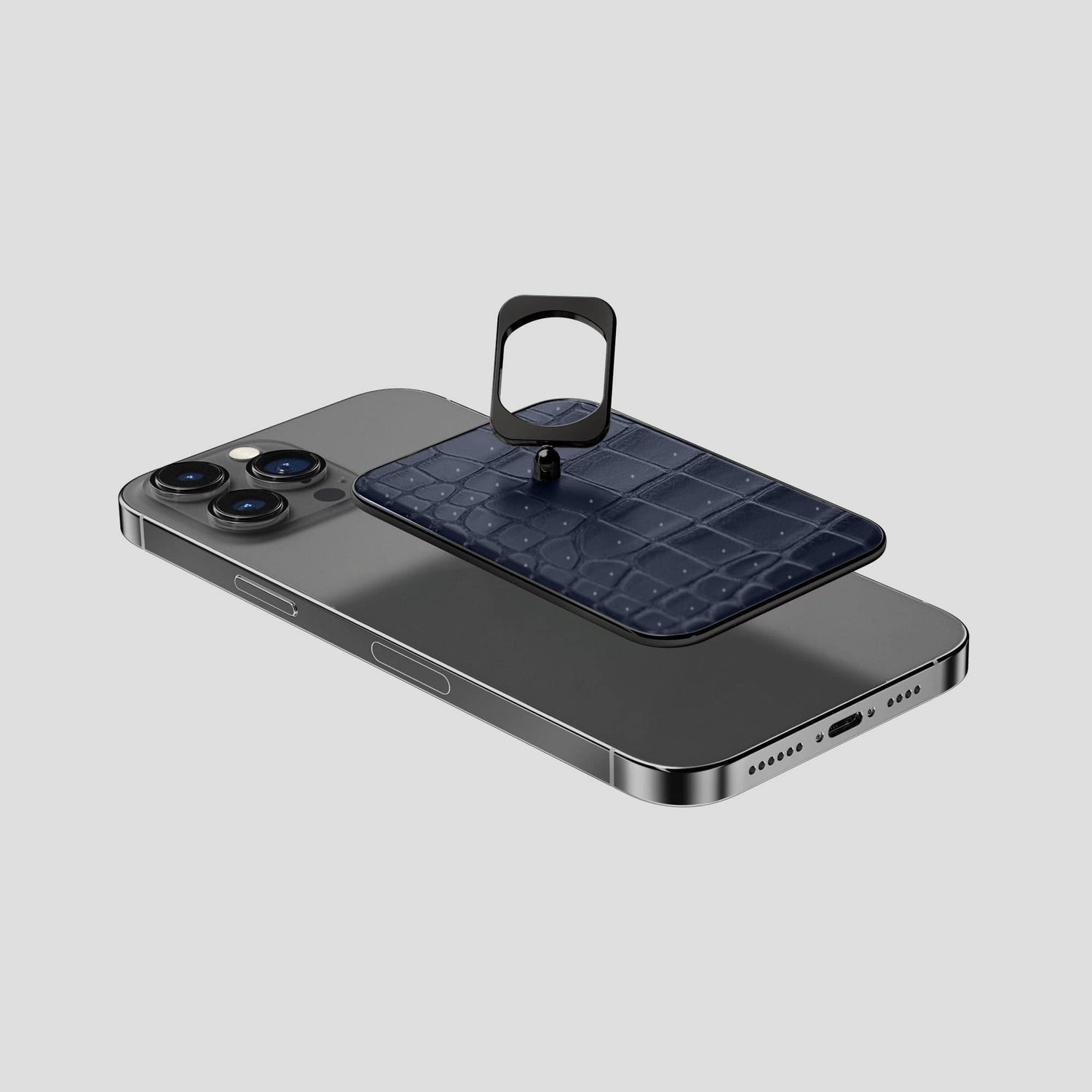 Deep Blue Sea iPhone 15 Pro Max Magsafe Ring Porosus Crocodile with Black Metal -4 | Deep-Blue-Sea-Black