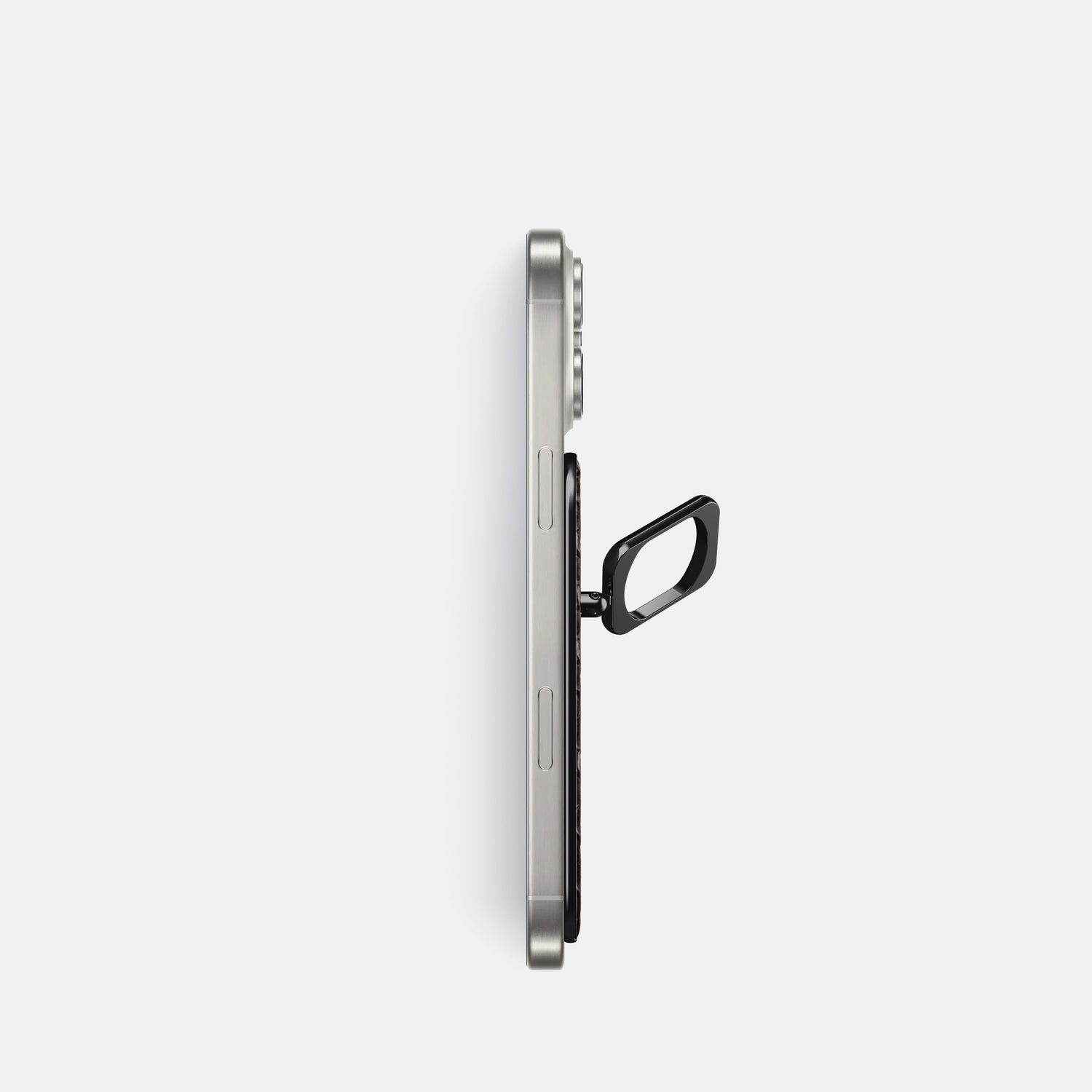 Brown iPhone 16 Pro MagSafe Ring Lizard with Black Metal -3 | Brown-Black