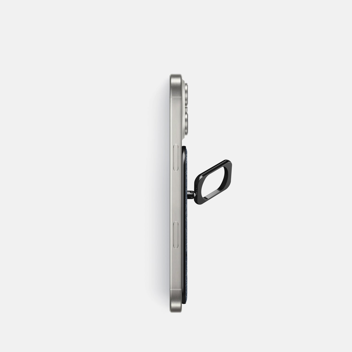 Navy-Blue iPhone 16 Pro MagSafe Ring Ostrich with Black Metal -3 | Navy-Blue-Black