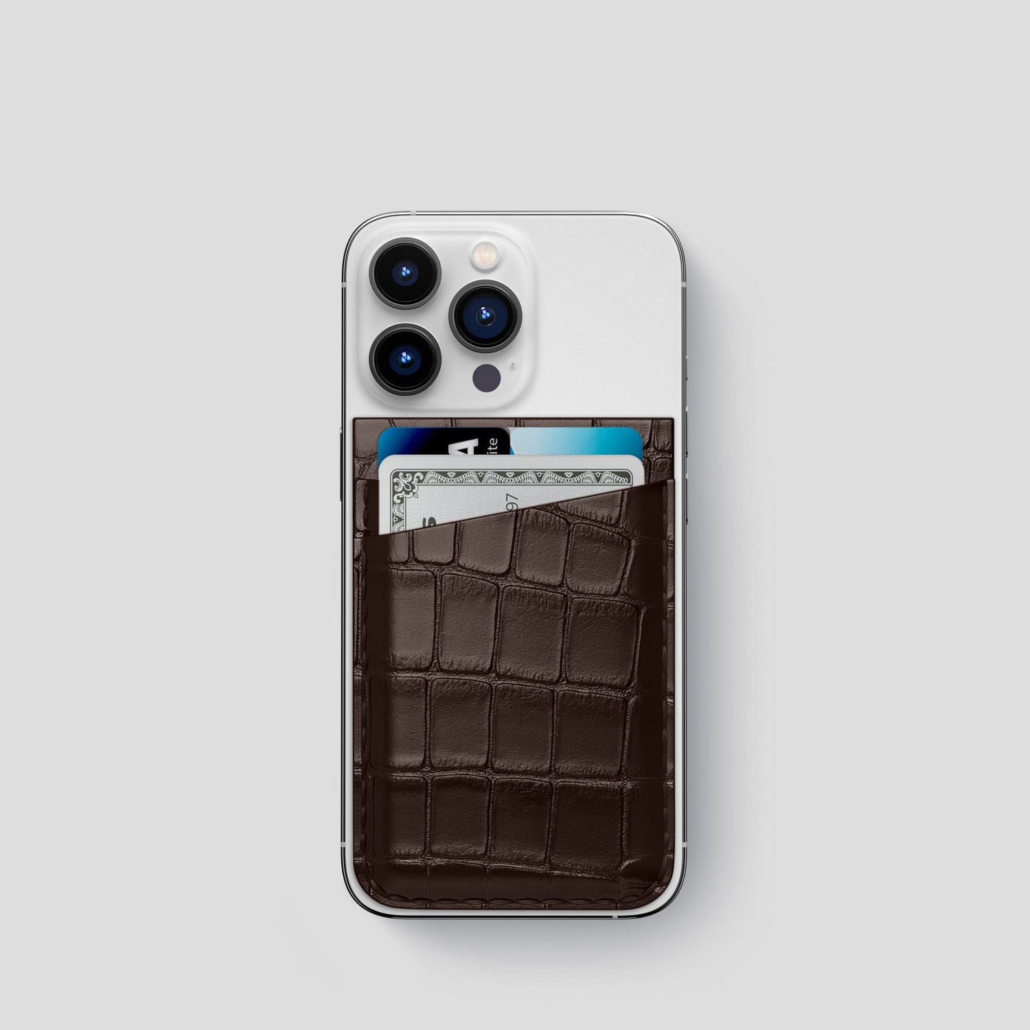 Dark Brown iPhone 14 Pro MagSafe Wallet Alligator -1 | Dark-Brown