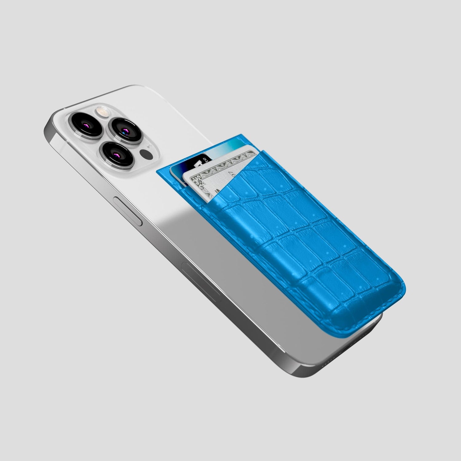 Blue-Lagoon iPhone 15 Pro Magsafe Wallet Porosus Crocodile -4 | Blue-Lagoon